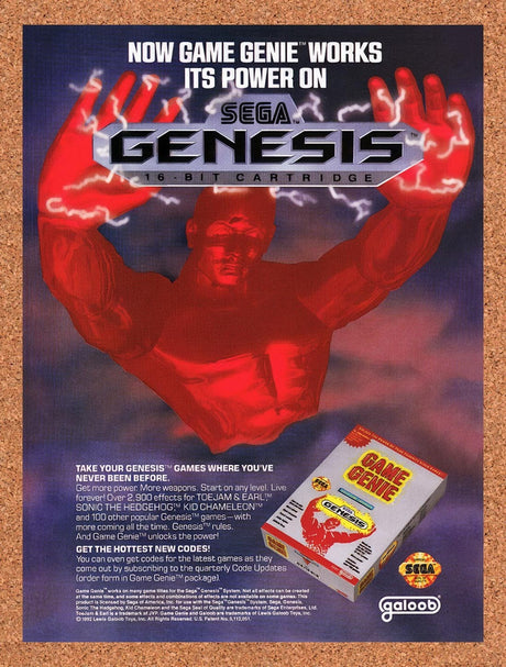 1992 Game Genie Genesis Original Advertisement / Retro Promo v10