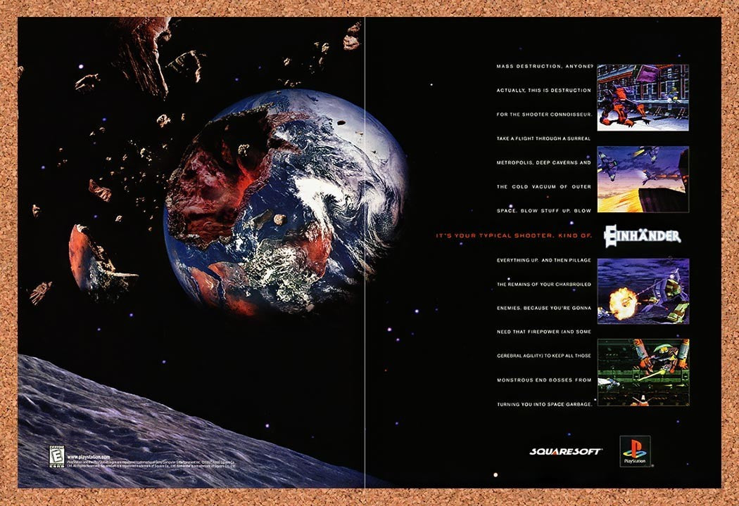 1998 Einhander PS1 Original Advertisement / Retro Promo v1