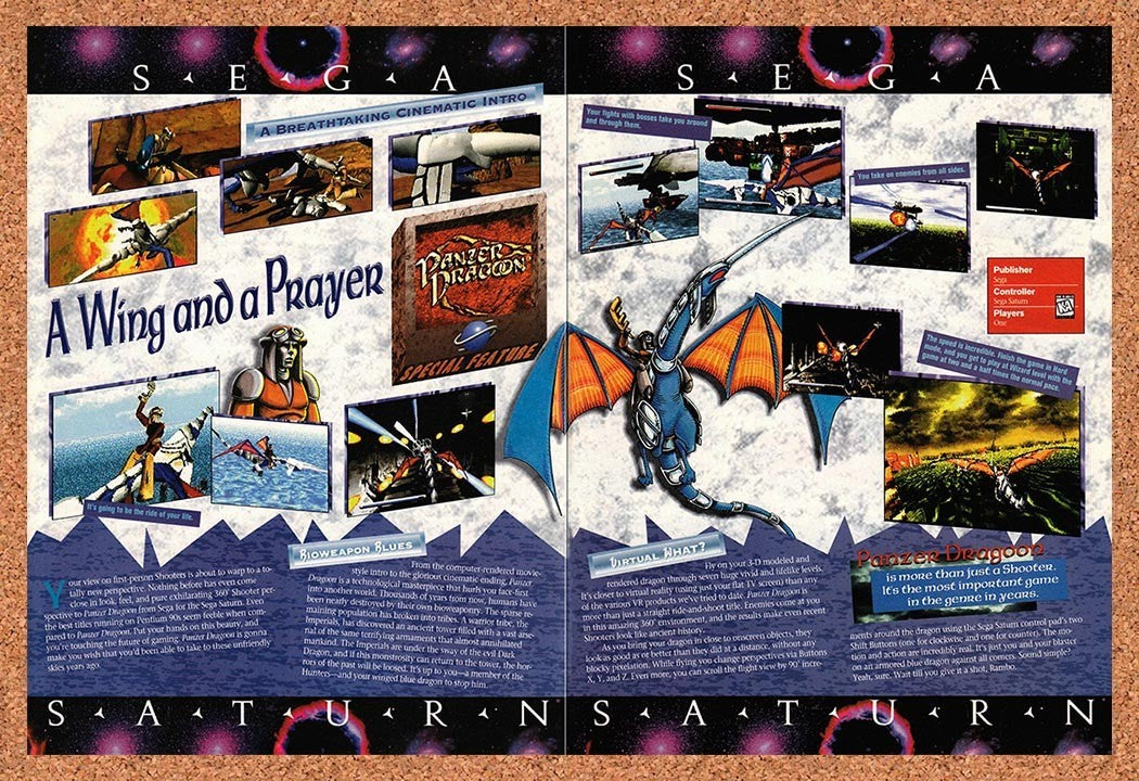 1995 Panzer Dragoon 1 Saturn Original Advertisement / Retro Promo vr2