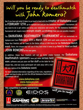 1999 Daikatana Sweepstakes Original Advertisement / Retro Promo v1