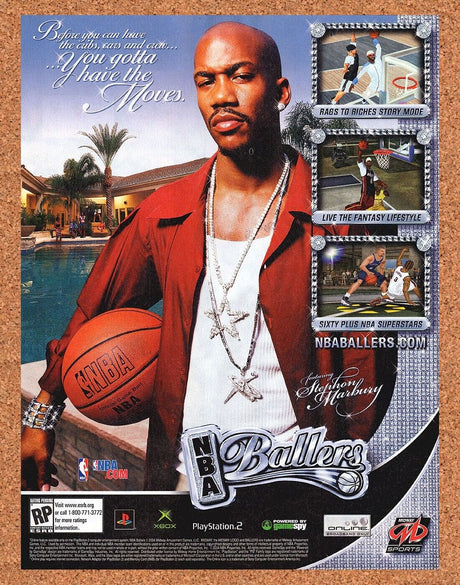 NBA Ballers Xbox Original 2004 Print Ad Authentic Video Game Promo Wall Art