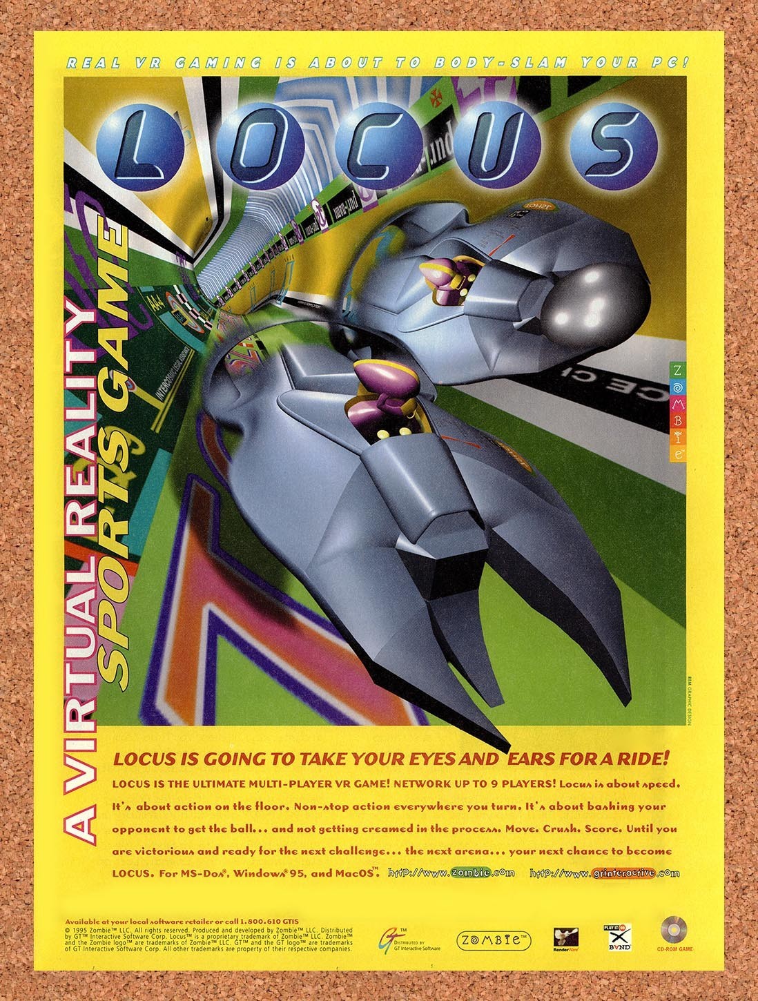 1995 Locus VR Sports Original Advertisement / Retro Promo v1
