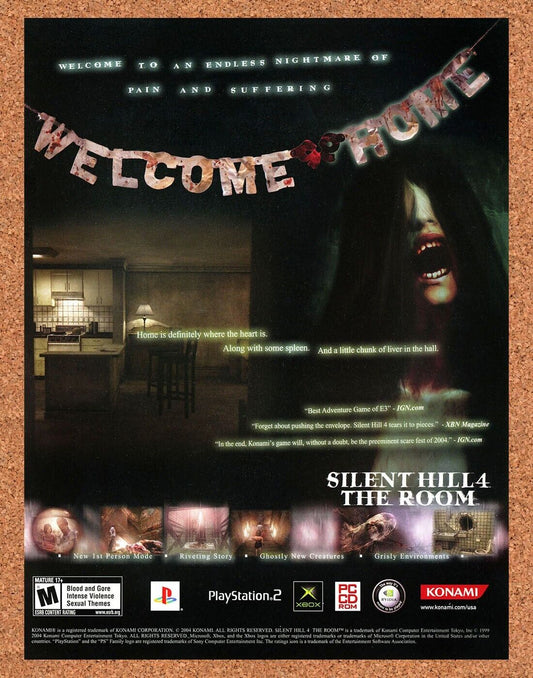 Silent Hill 4 The Room PS2 Original 2003 Ad Authentic Konami Video Game Promo