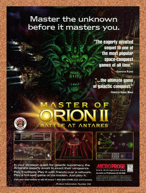 1997 Master Of Orion II Battle At Antares PC Original Ad / Retro Wall Art v1