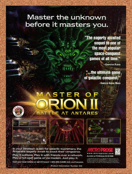 1997 Master Of Orion II Battle At Antares PC Original Ad / Retro Wall Art v1