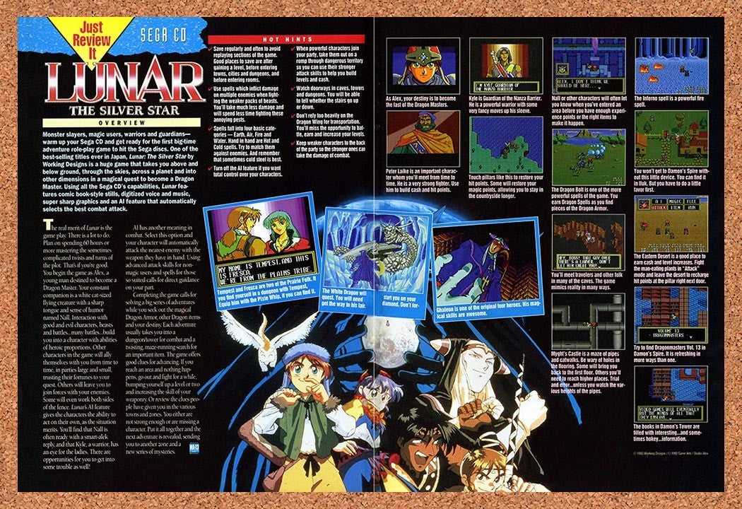 1994 Lunar Silver Star Story Sega CD Original Advertisement / Retro Promo vr2