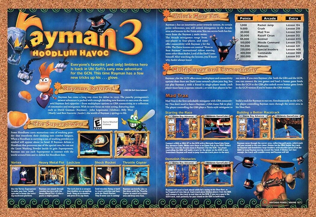 Rayman 3 Hoodlum Havoc GameCube Original 2002 Vintage Ad - Video Game Promo