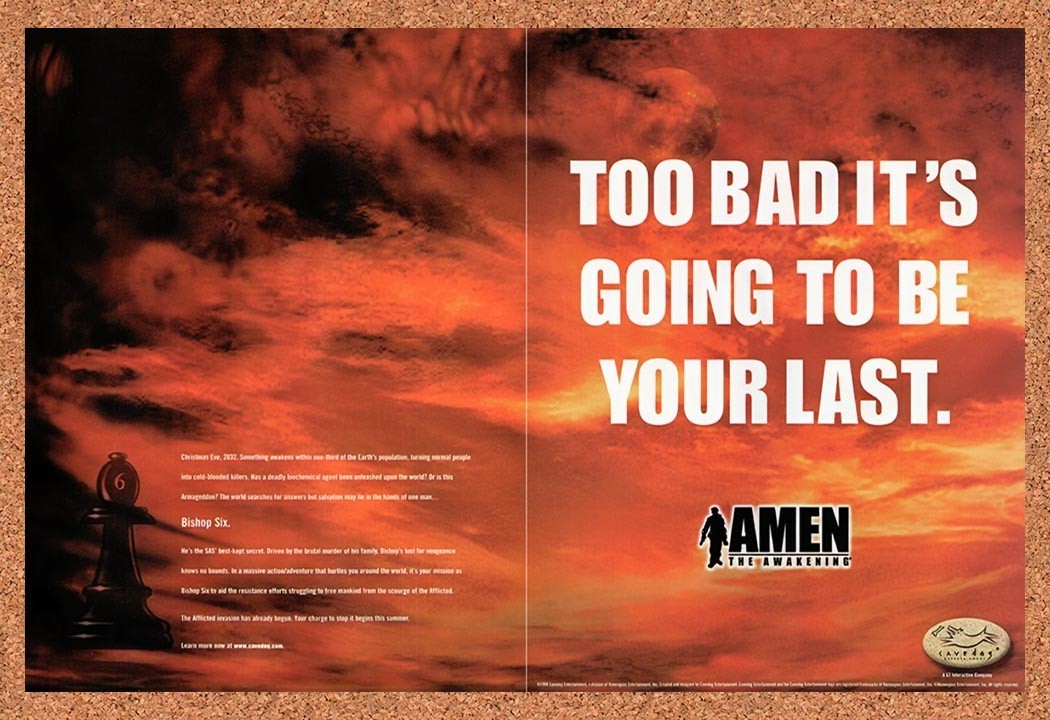 1999 Amen The Awakening PC Original Advertisement / Retro Promo v1