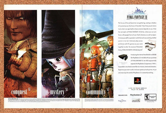 Final Fantasy 11 Online PS2 Original 2003 Vintage Ad - Enix Video Game Promo