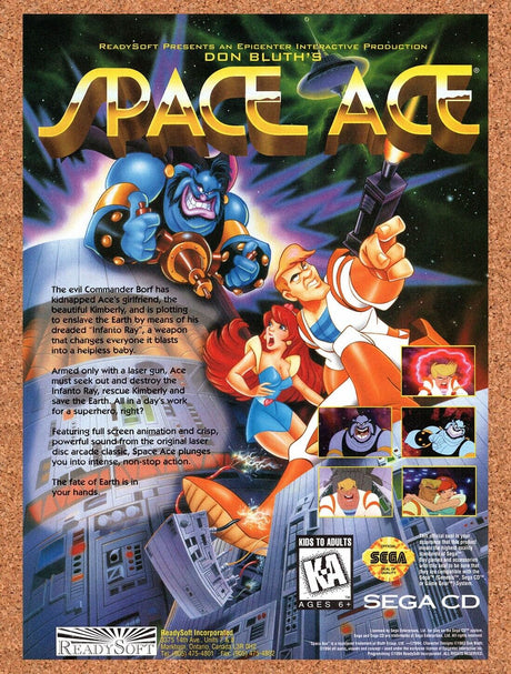 1995 Space Ace Genesis Original Advertisement / Retro Wall Art v2