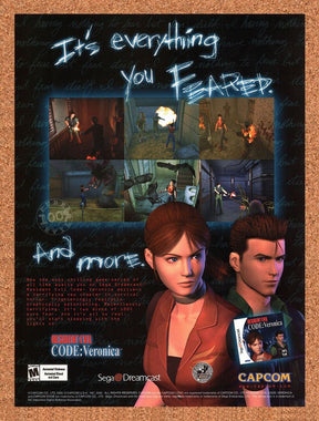 Resident Evil Code Veronica Dreamcast Original 2000 Vintage Ad - Game Promo