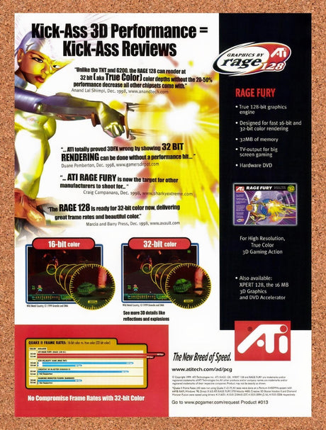 1999 ATI Rage Fury Graphics Original Advertisement / Retro Promo v6