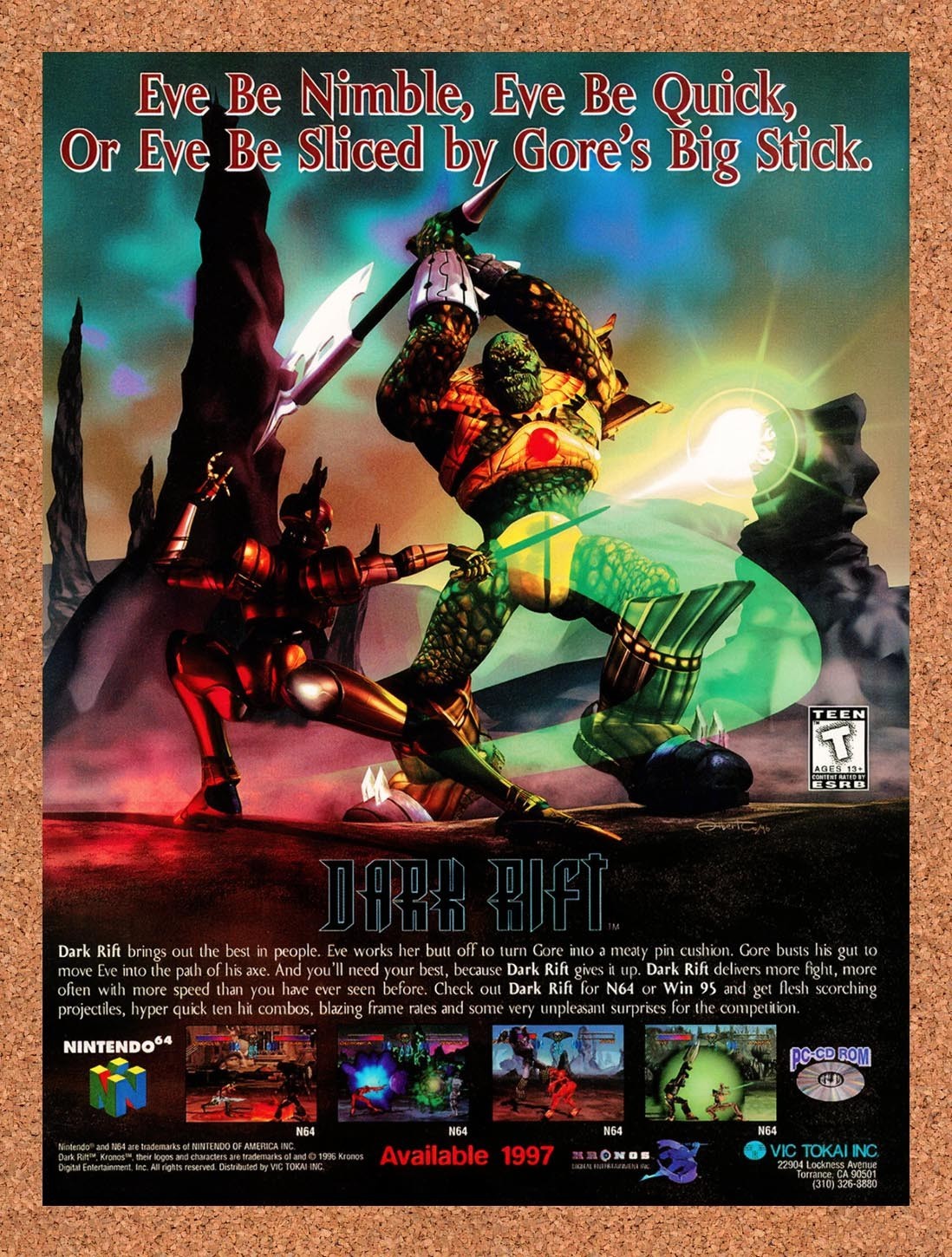 1997 Dark Rift N64 Original Advertisement / Retro Promo v2