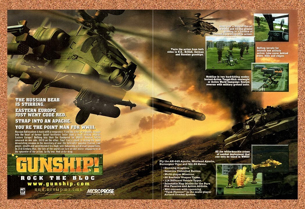 2000 Gunship! Rock The Bloc PC Original Advertisement / Retro Wall Art v1