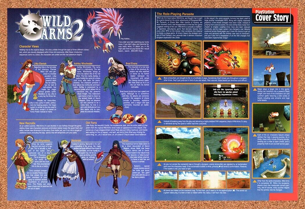 1999 Wild Arms 2 PS1 Original Advertisement / Retro Wall Art v2