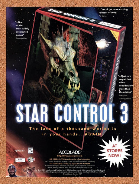 1996 Star Control 3 PC Original Advertisement / Retro Promo v3