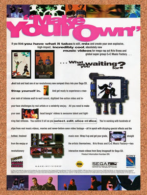 1993 Make My Video Sega CD Original Advertisement / Retro Wall Art v1