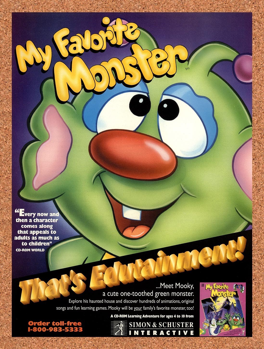 1995 My Favorite Monster PC Original Advertisement / Retro Promo v1