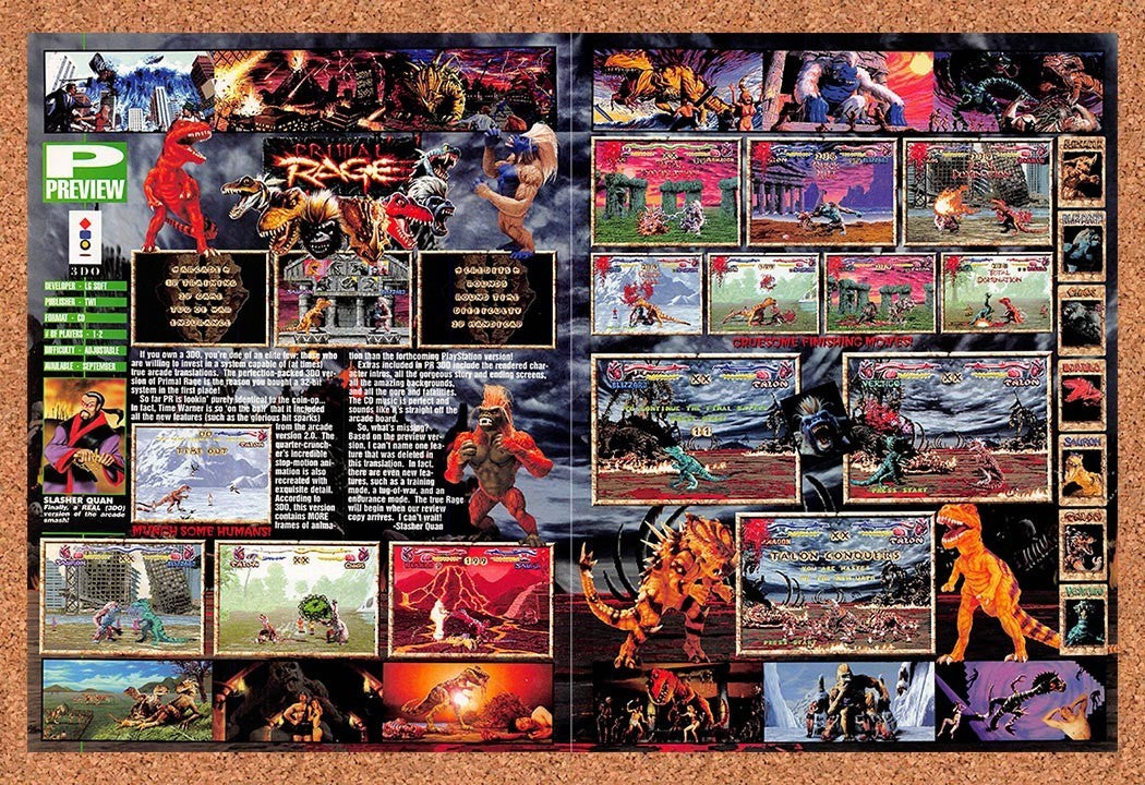 1995 Primal Rage 3DO Original Advertisement / Retro Promo vr2
