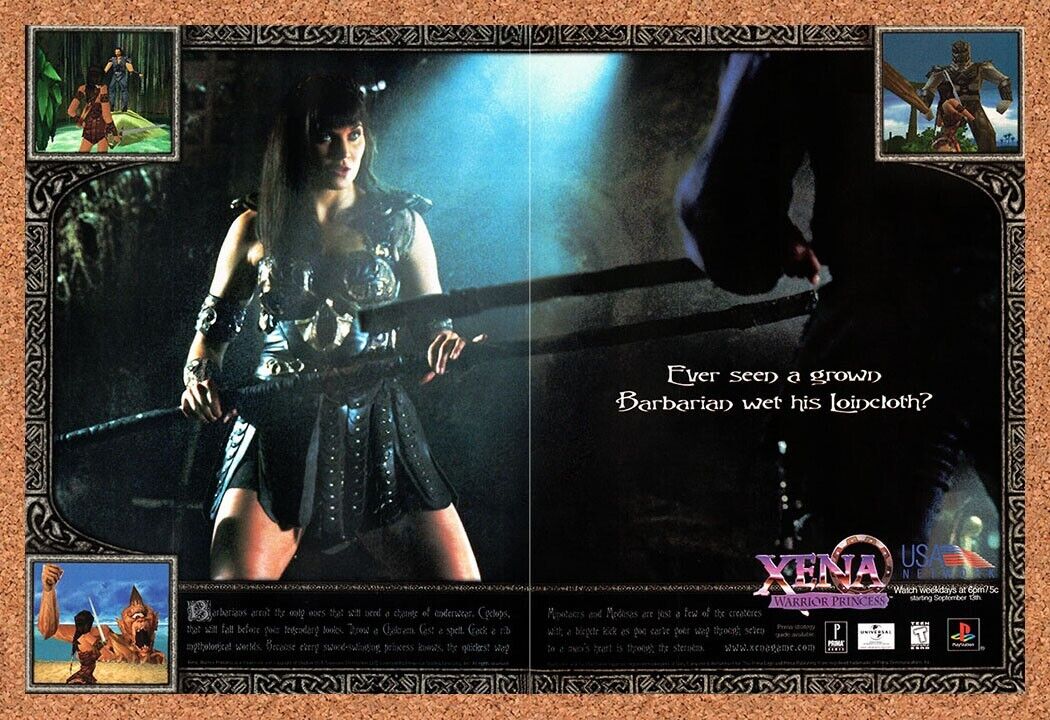 1999 Xena Warrior Princess PS1 Original Advertisement / Retro Wall Art v1
