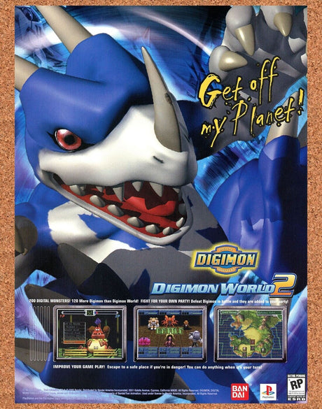 Digimon World 2 PS1 Original 2003 Print Ad Authentic Video Game Wall Art Promo