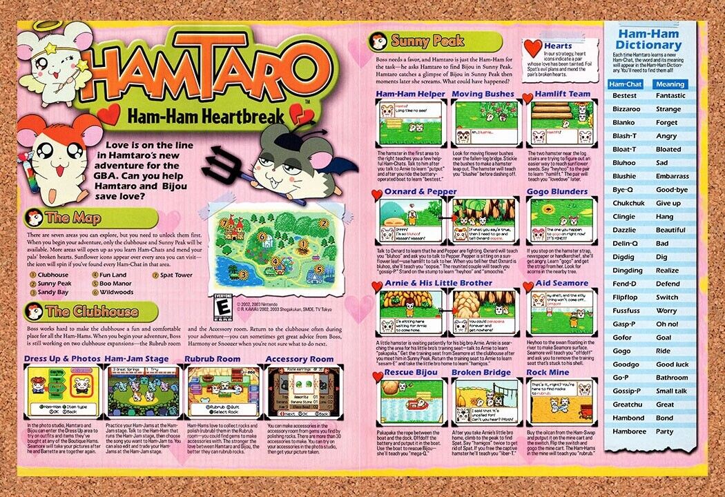 Hamtaro GBA Original 2003 Vintage Ad - Game Boy Video Game Review Promo