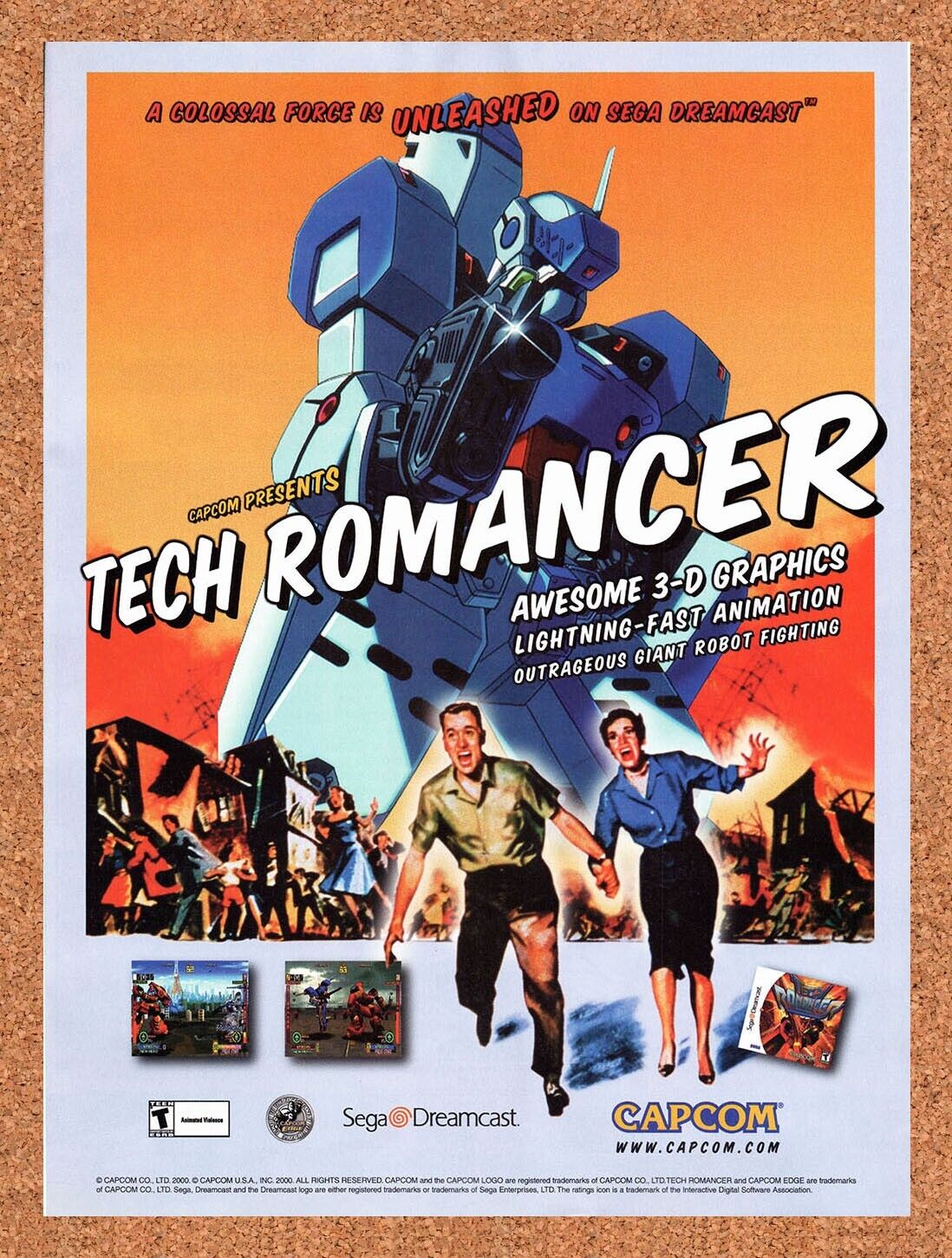 Tech Romancer Dreamcast Original 2000 Vintage Ad - Video Game Promo