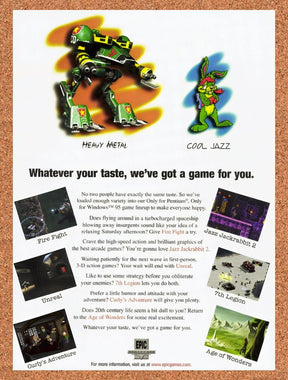 1997 Epic Games Windows 95 Games Original Advertisement / Retro Wall Art v1