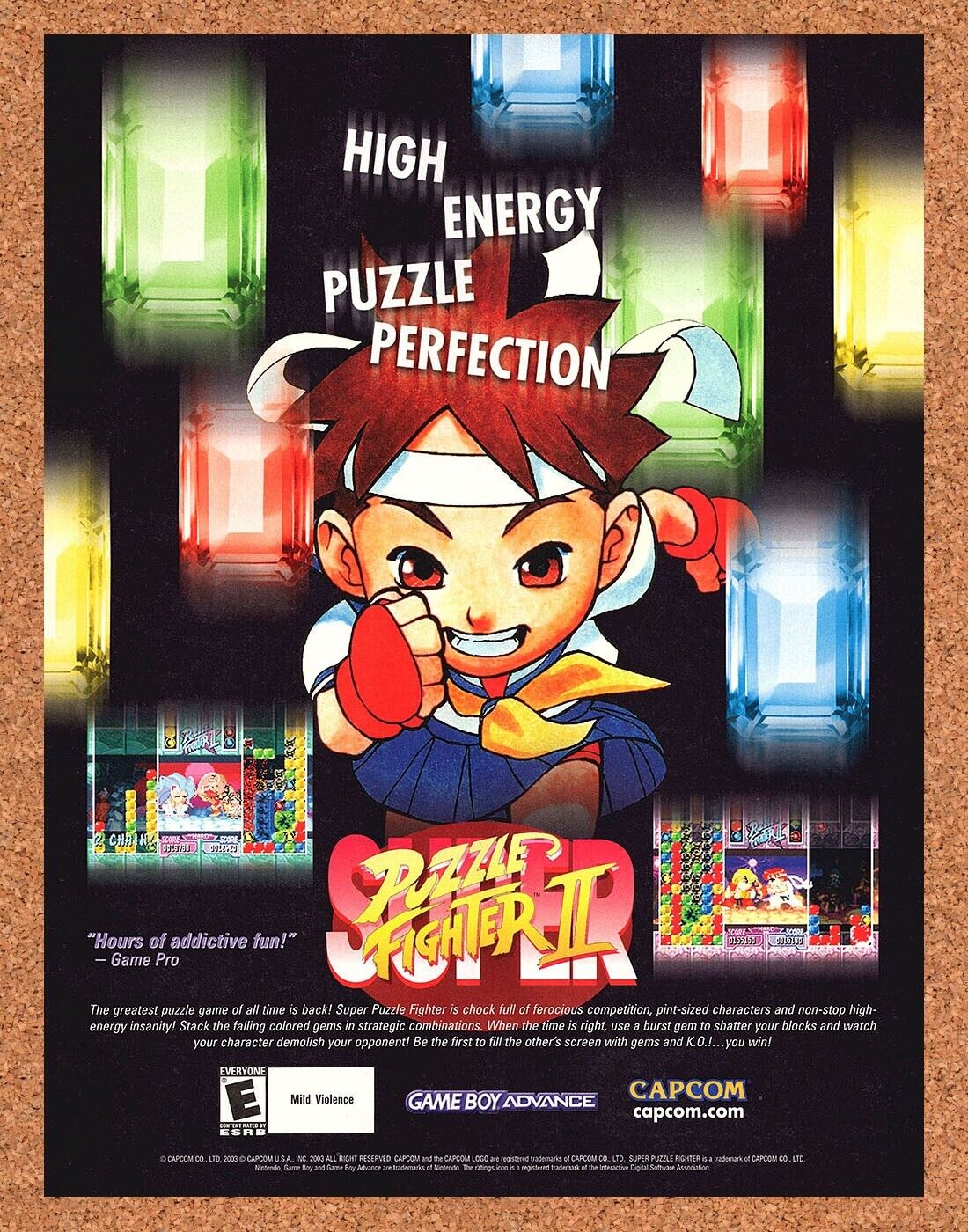 Original 2003 Super Puzzle Fighter 2 GBA Vintage Ad - Video Game Promo Wall Art