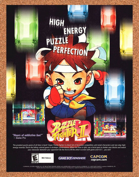 Original 2003 Super Puzzle Fighter 2 GBA Vintage Ad - Video Game Promo Wall Art