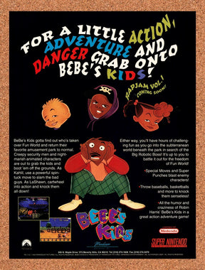 1994 Bebe's Kids SNES Original Advertisement / Retro Promo v1