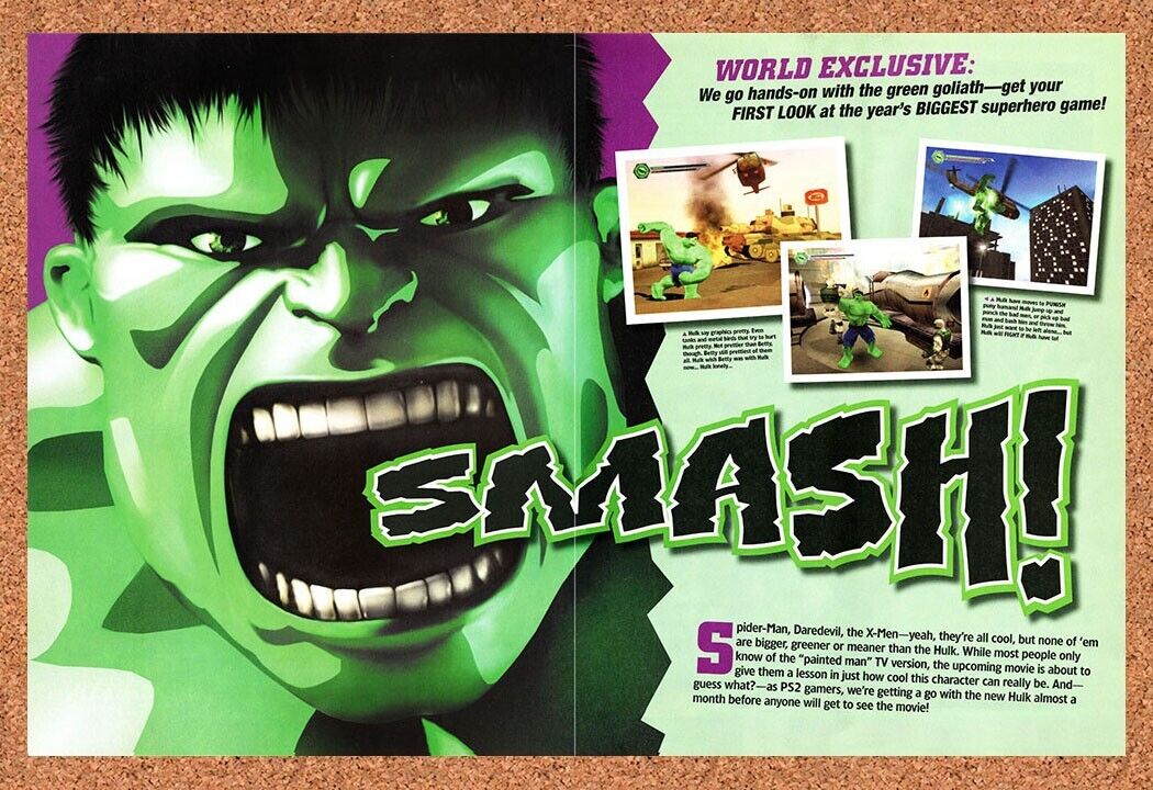 Hulk PS2 Original 2003 Vintage Ad - World Exclusive Video Game Review Promo