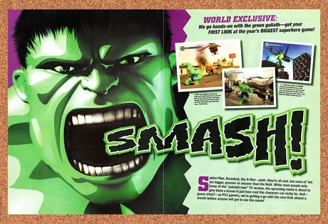 Hulk PS2 Original 2003 Vintage Ad - World Exclusive Video Game Review Promo