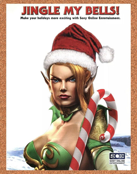 EverQuest Holiday Original 2005 Ad Authentic Christmas SOE Sexy Video Game Promo