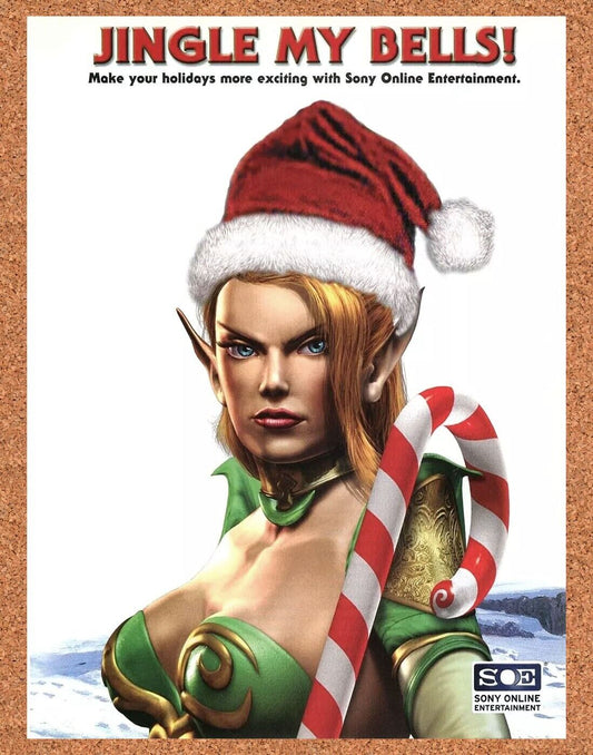 EverQuest Holiday Original 2004 Ad Authentic Christmas SOE Sexy Video Game Promo