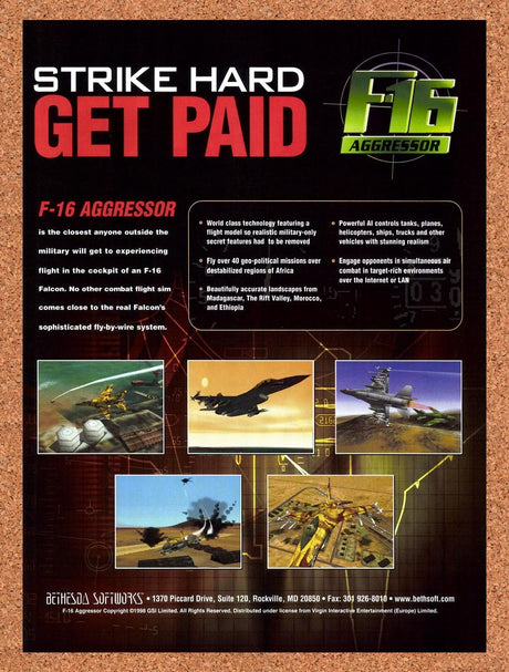 1999 F-16 Aggressor PC Original Advertisement / Retro Promo v2