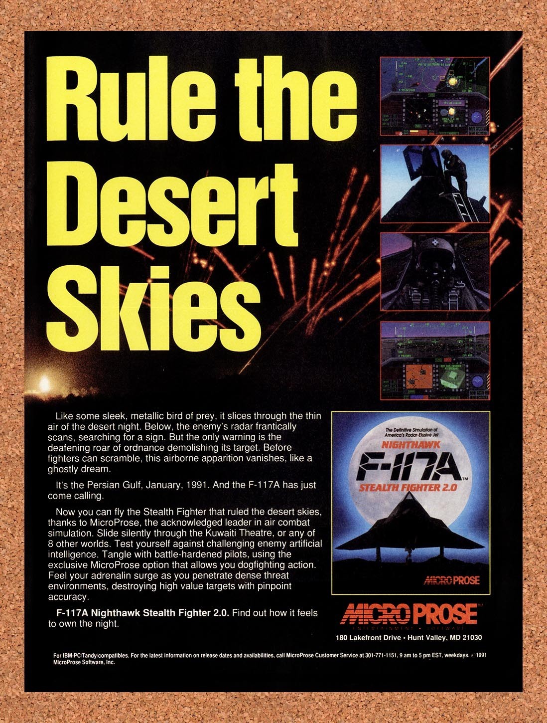 1991 F-117A Nighthawk Stealth Fighter 2.0 Amiga Original Ad / Retro Promo 1
