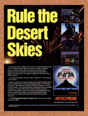 1991 F-117A Nighthawk Stealth Fighter 2.0 Amiga Original Ad / Retro Promo 1