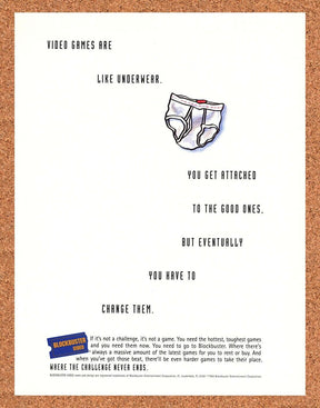 Blockbuster Rentals Original 1994 Print Ad Authentic Funny Video Game Promo