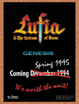 1995 Lufia Fortress Of Doom SNES Original Advertisement / Retro Wall Art v6