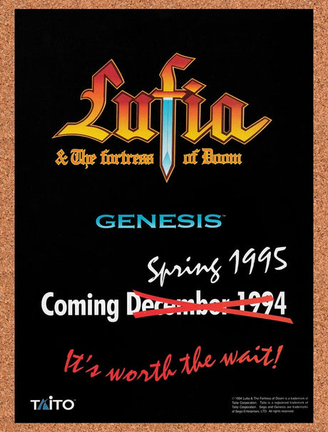 1995 Lufia Fortress Of Doom SNES Original Advertisement / Retro Wall Art v6