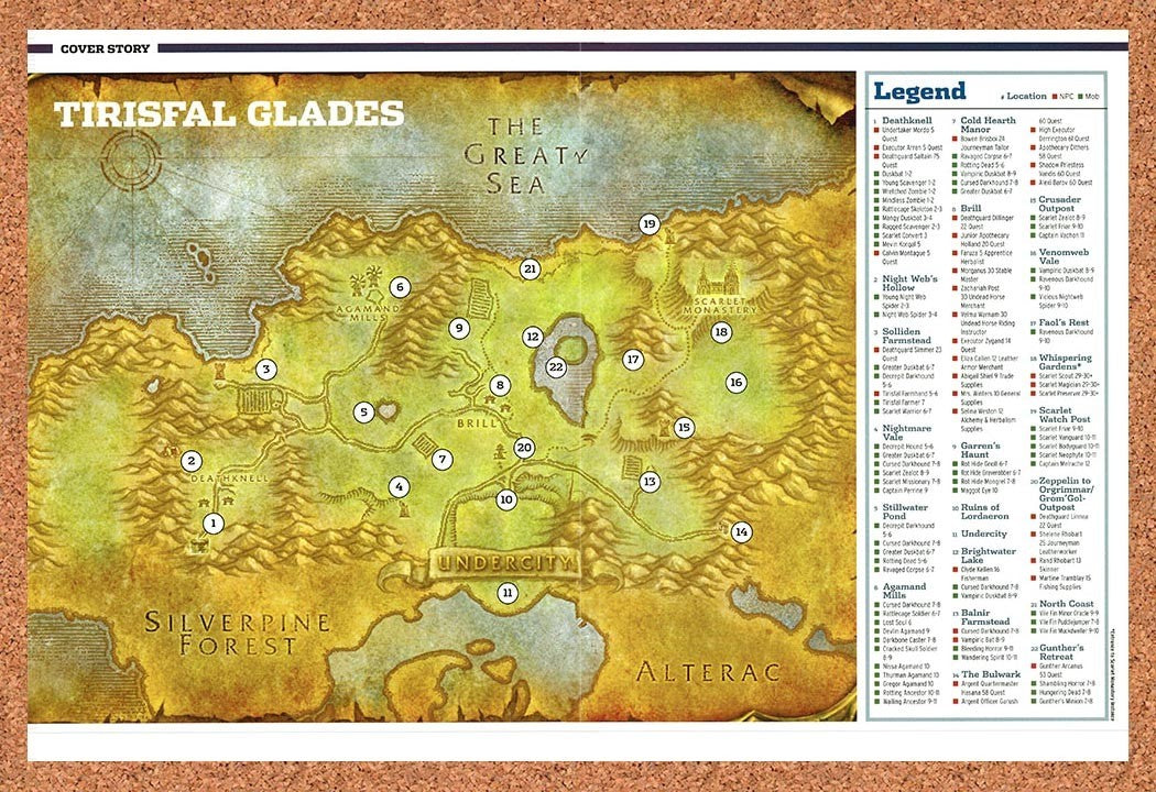 2004 World Of WarCraft Vanilla Tirisfal Glades Map Original Ad / Promo vr3