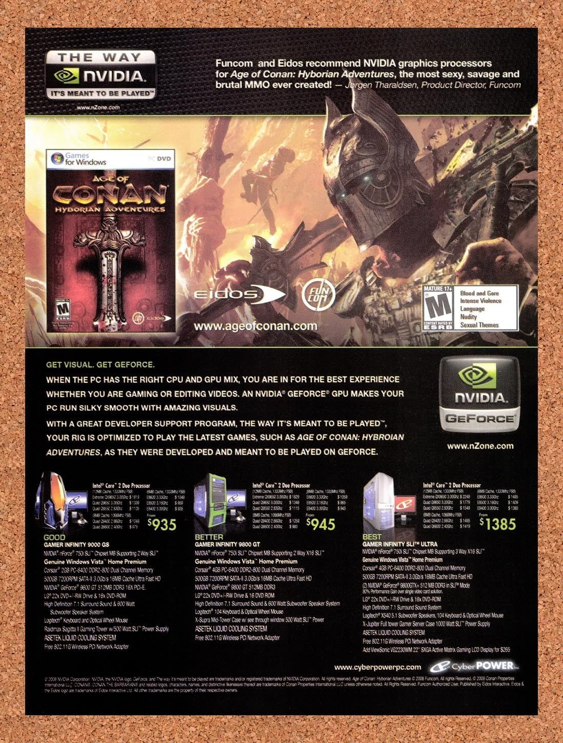 2008 Age Of Conan Hyborian Adventures nVidia Original Advertisement / Promo v4