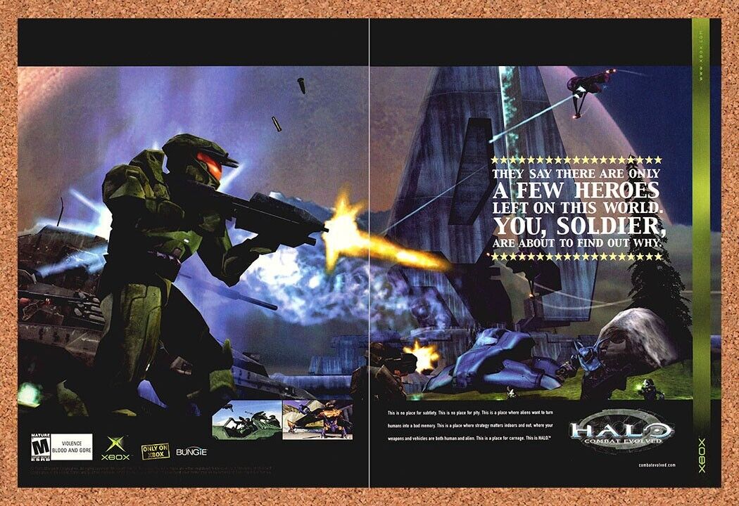 Halo Xbox Original 2002 Print Ad Authentic Bungie Video Game Promo Wall Art 9