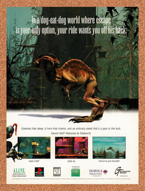 1997 Oddworld Abes Oddysee PS1 Original Advertisement / Retro Promo v9