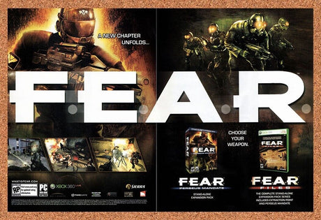 FEAR Xbox 360 Original 2007 Vintage Ad - Choose Your Weapon Video Game Promo