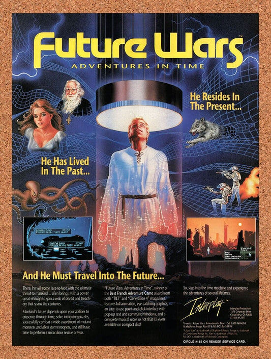 1989 Future Wars Adventures In Time Amiga Original Ad / Retro Wall Art v1