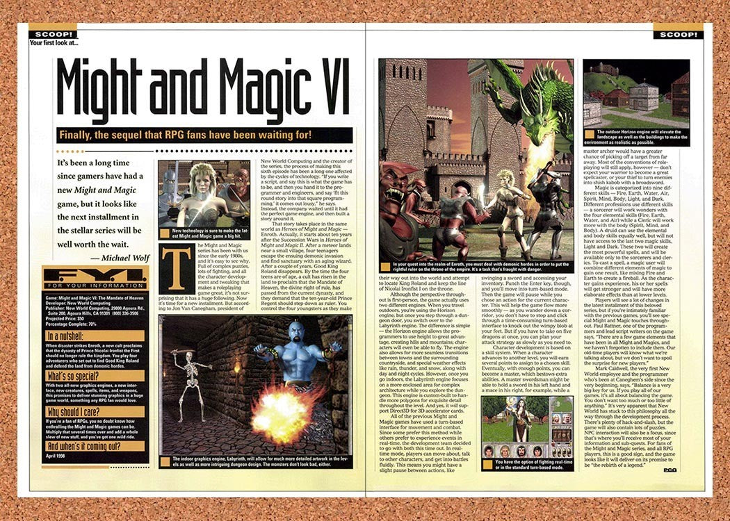 1998 Might And Magic VI The Mandate Of Heaven PC Original Ad / Promo vr3