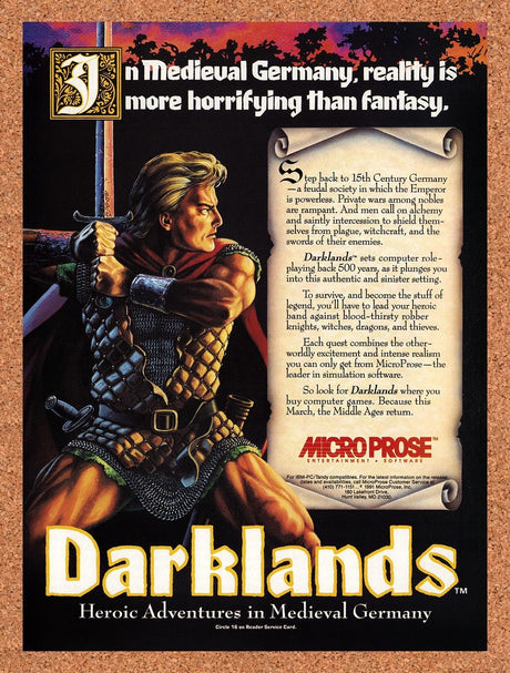 1992 Darklands IBM Original Advertisement / Retro Promo v1