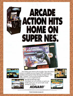 1994 Lethal Enforcers SNES Original Advertisement / Retro Wall Art v1